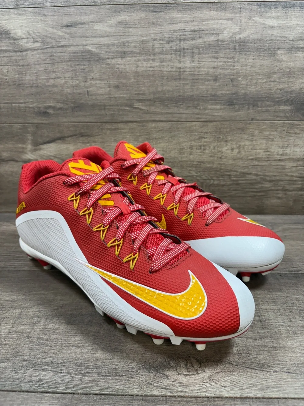 Nike Alpha Pro 2 3/4 TD Football Cleats 729445-616 Red Yellow Mens size 12